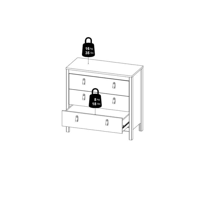 Furniture To Go Barcelona 3 Drawer Chest Cashmere The Home and Office Stores