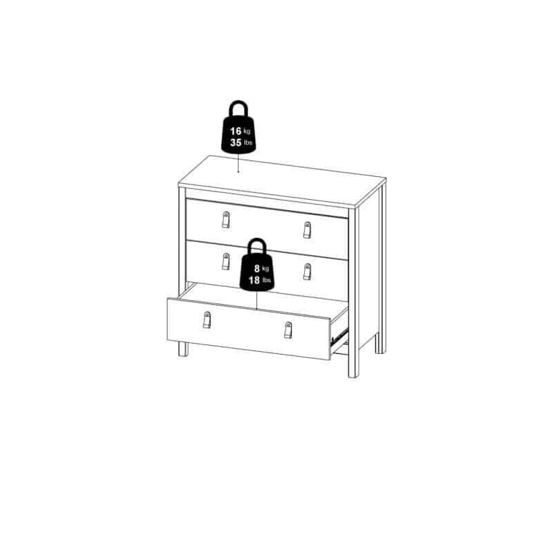 Furniture To Go Barcelona 3 Drawer Chest Oak The Home and Office Stores