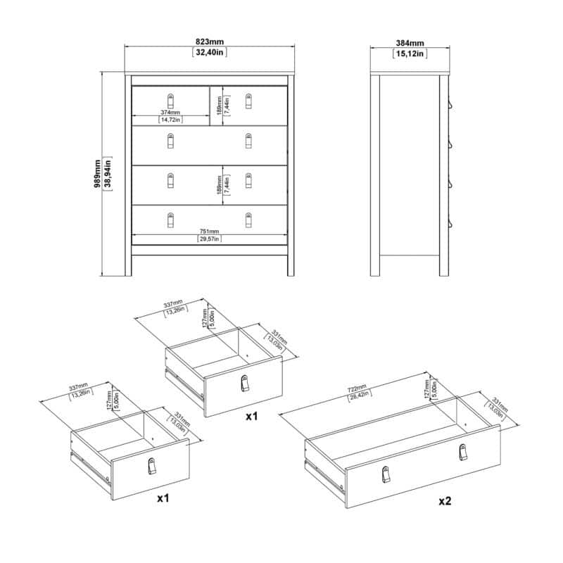 Furniture To Go Barcelona 5 Drawer Chest Cashmere The Home and Office Stores
