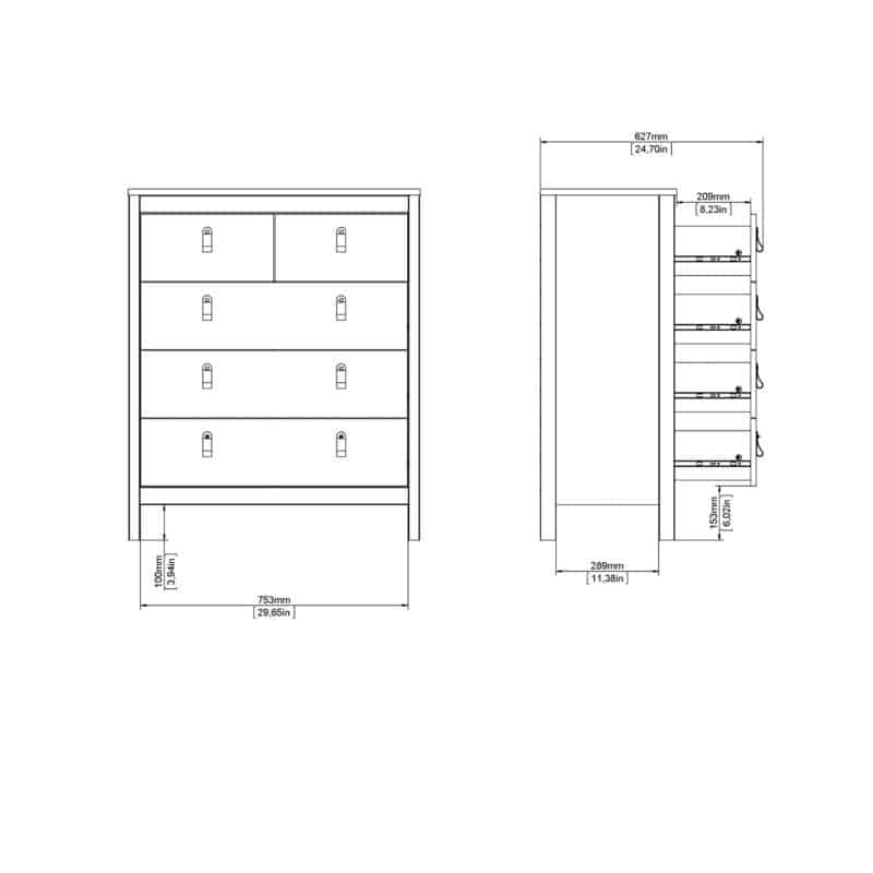 Furniture To Go Barcelona 5 Drawer Chest Cashmere The Home and Office Stores
