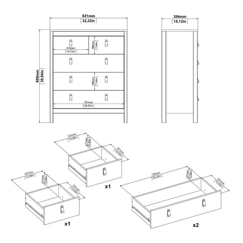 Furniture To Go Barcelona 5 Drawer Chest Oak The Home and Office Stores