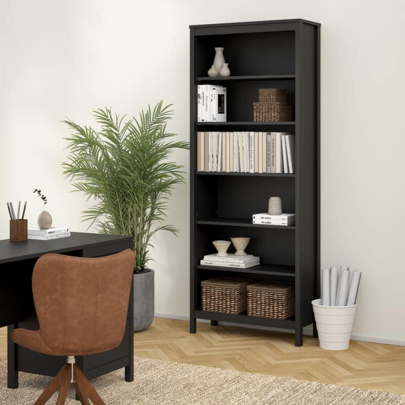 Furniture To Go Barcelona 5 Shelf Bookcase Matt Black The Home and Office Stores