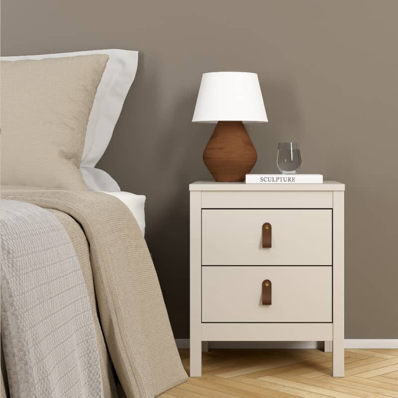 Furniture To Go Barcelona Bedside Table 2 Drawers Cashmere The Home and Office Stores
