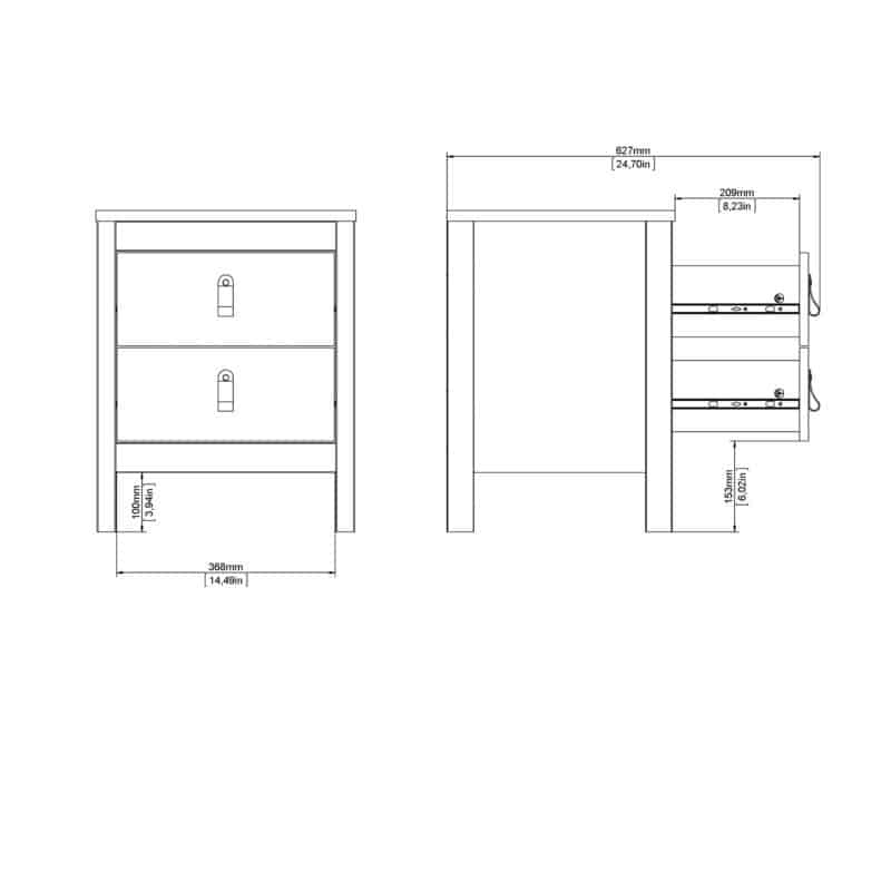 Furniture To Go Barcelona Bedside Table 2 Drawers Cashmere The Home and Office Stores