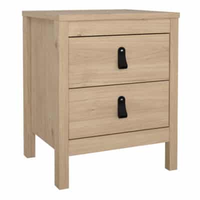 Furniture To Go Barcelona bedside table 2 drawers oak nightstand features a Jackson Hickory Oak