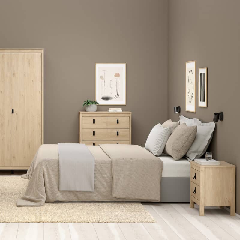 Furniture To Go Barcelona Bedside Table 2 Drawers Oak The Home and Office Stores