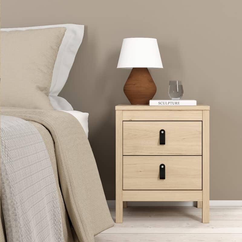 Furniture To Go Barcelona Bedside Table 2 Drawers Oak The Home and Office Stores