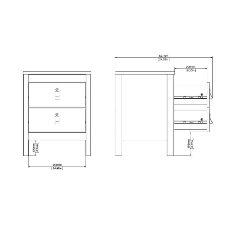 Furniture To Go Barcelona Bedside Table 2 Drawers Oak The Home and Office Stores