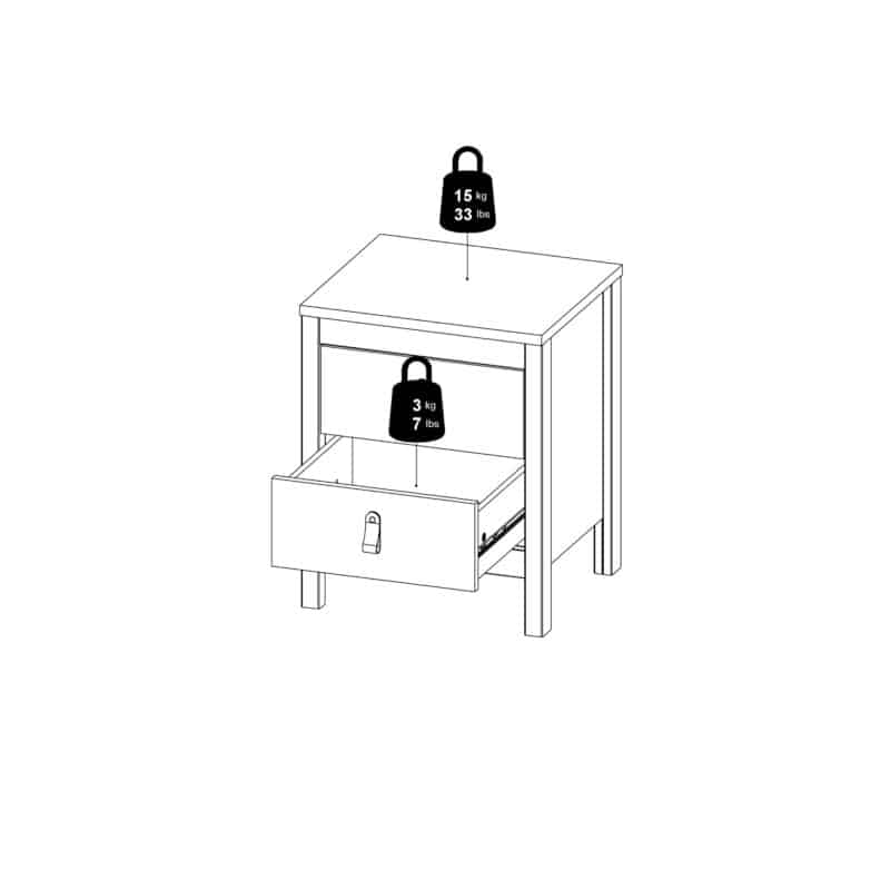Furniture To Go Barcelona Bedside Table 2 Drawers Oak The Home and Office Stores