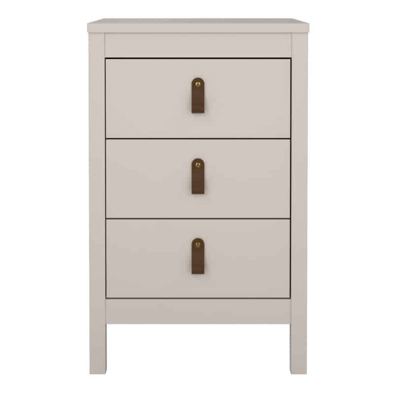 Furniture To Go Barcelona Bedside Table 3 Drawers Cashmere The Home and Office Stores
