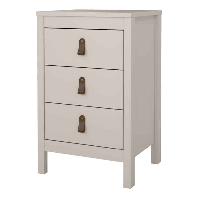 Furniture To Go Barcelona Bedside Table 3 Drawers Cashmere The Home and Office Stores