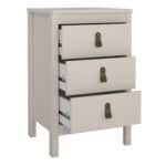 Furniture To Go Barcelona Bedside Table 3 Drawers Cashmere The Home and Office Stores