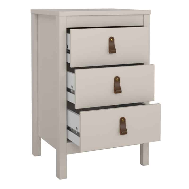 Furniture To Go Barcelona Bedside Table 3 Drawers Cashmere The Home and Office Stores