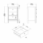 Furniture To Go Barcelona Bedside Table 3 Drawers Cashmere The Home and Office Stores