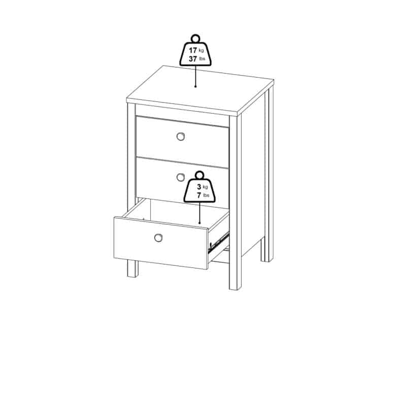 Furniture To Go Barcelona Bedside Table 3 Drawers Cashmere The Home and Office Stores