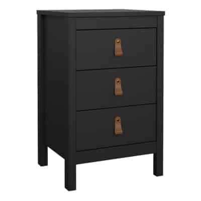 Furniture To Go Barcelona bedside table 3 drawers matt black