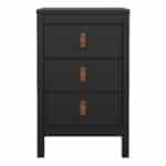 Furniture To Go Barcelona Bedside Table 3 Drawers Matt Black The Home and Office Stores