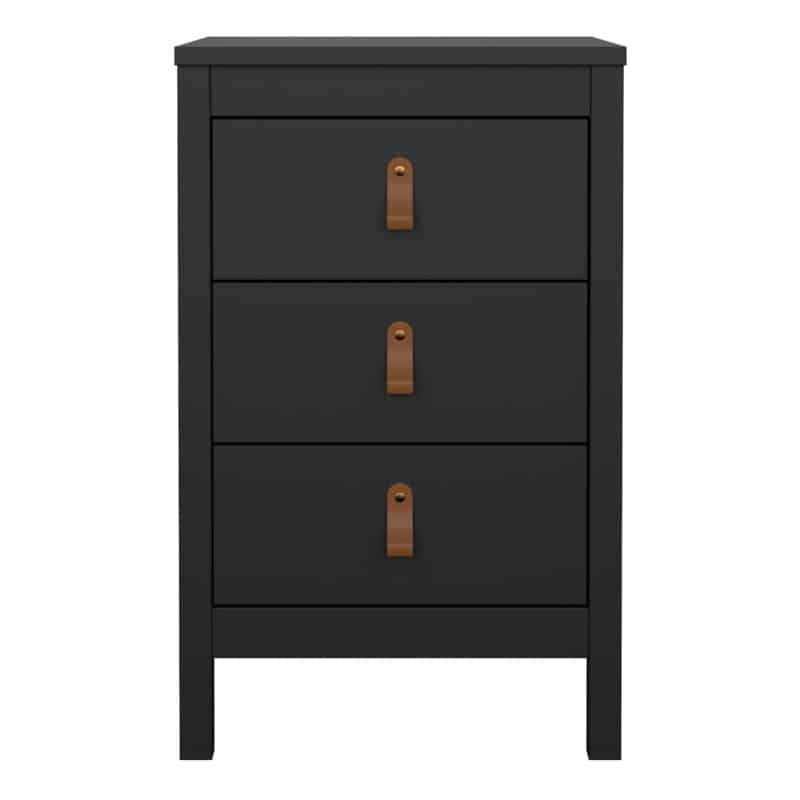 Furniture To Go Barcelona Bedside Table 3 Drawers Matt Black The Home and Office Stores