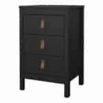 Furniture To Go Barcelona Bedside Table 3 Drawers Matt Black The Home and Office Stores