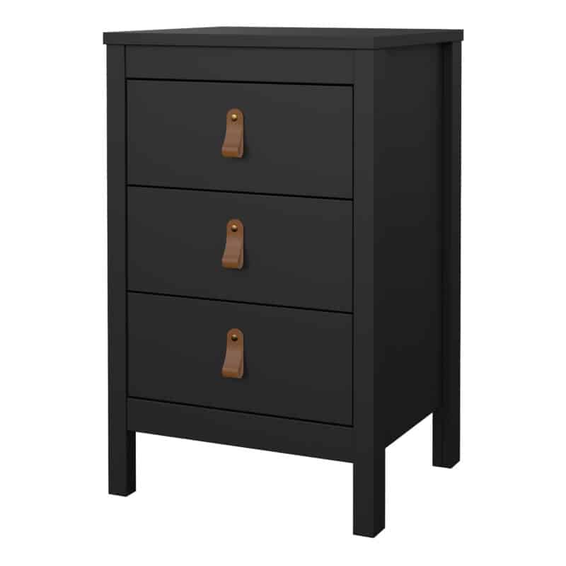 Furniture To Go Barcelona Bedside Table 3 Drawers Matt Black The Home and Office Stores