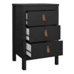 Furniture To Go Barcelona Bedside Table 3 Drawers Matt Black The Home and Office Stores