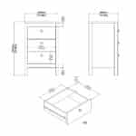 Furniture To Go Barcelona Bedside Table 3 Drawers Matt Black The Home and Office Stores