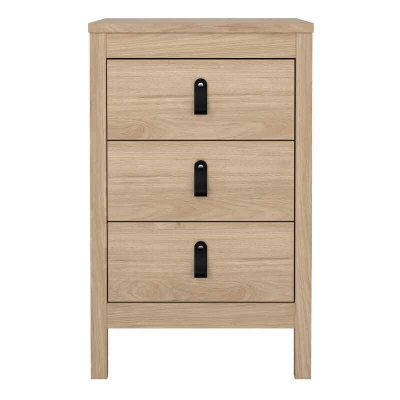 Furniture To Go Barcelona Bedside Table 3 Drawers Oak The Home and Office Stores
