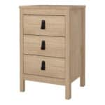 Furniture To Go Barcelona Bedside Table 3 Drawers Oak The Home and Office Stores