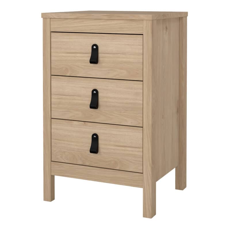 Furniture To Go Barcelona Bedside Table 3 Drawers Oak The Home and Office Stores