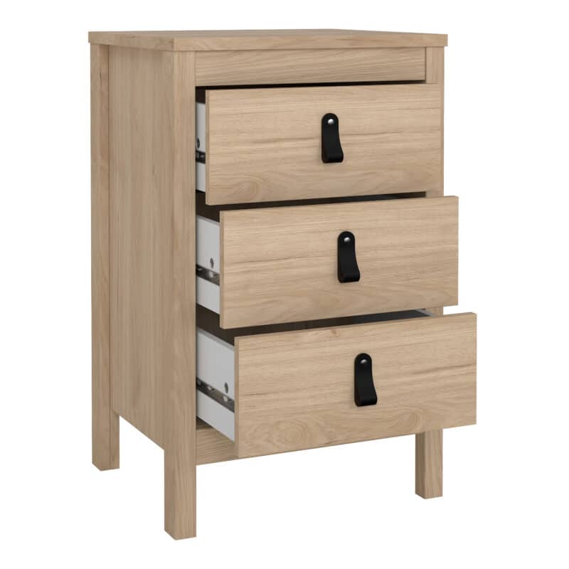 Furniture To Go Barcelona Bedside Table 3 Drawers Oak The Home and Office Stores