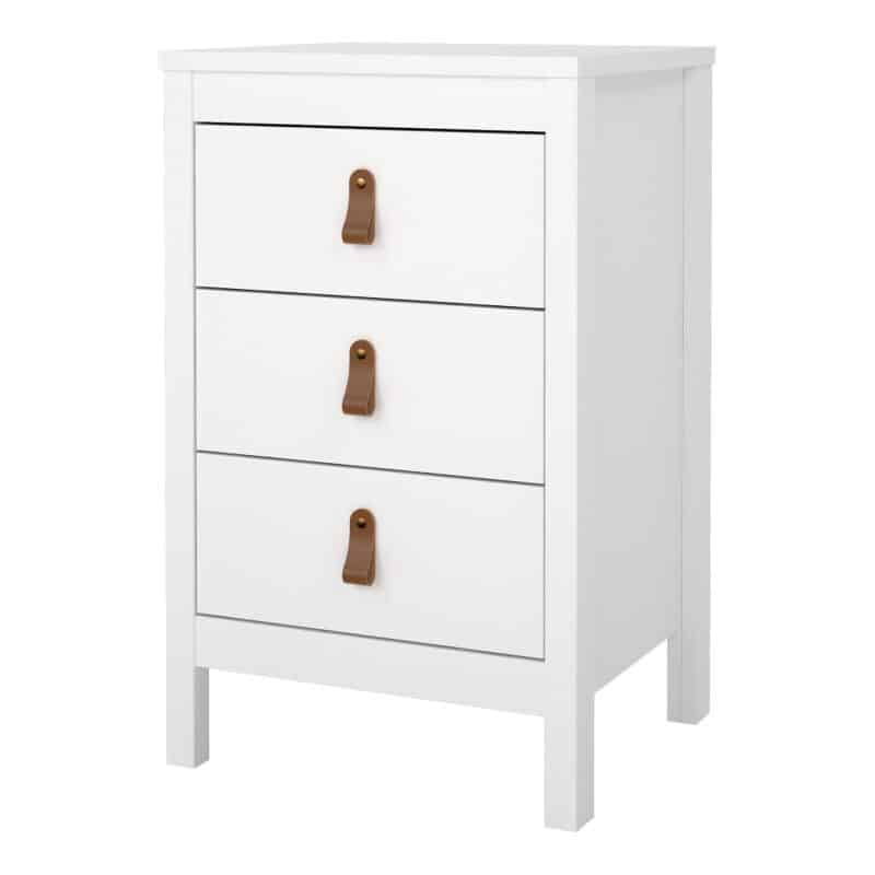 Furniture To Go Barcelona Bedside Table 3 Drawers White The Home and Office Stores