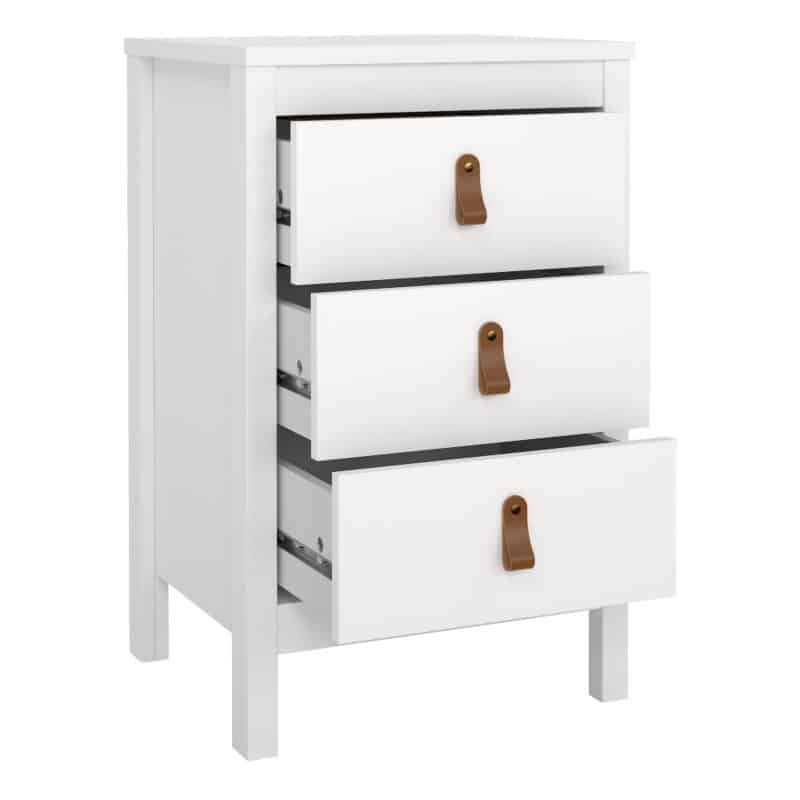 Furniture To Go Barcelona Bedside Table 3 Drawers White The Home and Office Stores