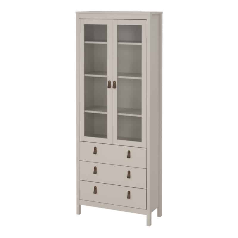 Furniture To Go Barcelona China Cabinet 2 Glass Doors 3 Drawers cashmere The Home and Office Stores