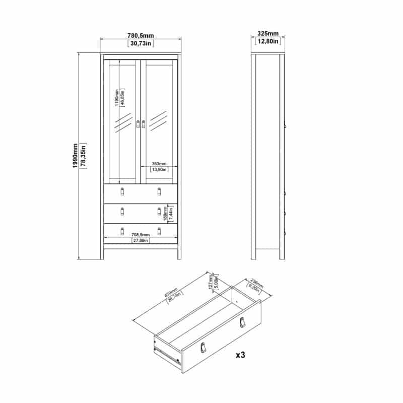 Furniture To Go Barcelona China Cabinet 2 Glass Doors 3 Drawers cashmere The Home and Office Stores