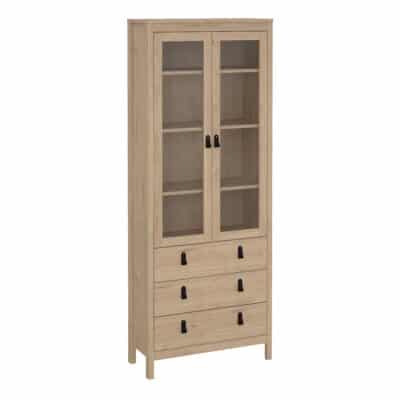 Furniture To Go Barcelona china cabinet 2 glass doors 3 drawers oak