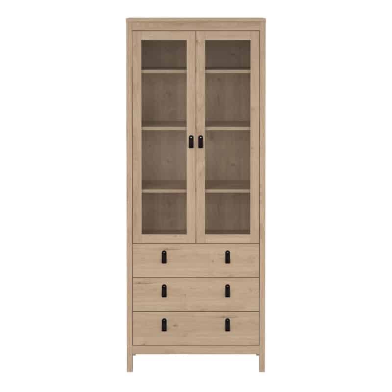 Furniture To Go Barcelona China Cabinet 2 Glass Doors 3 Drawers oak The Home and Office Stores
