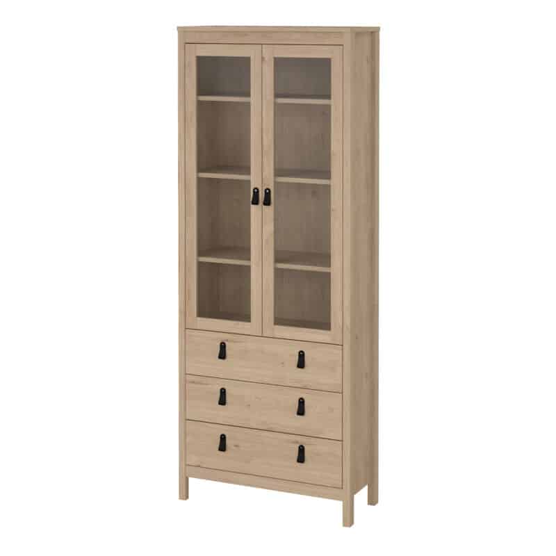 Furniture To Go Barcelona China Cabinet 2 Glass Doors 3 Drawers oak The Home and Office Stores