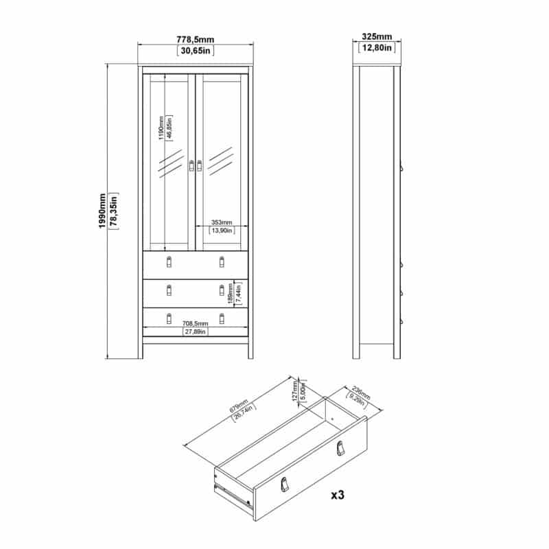 Furniture To Go Barcelona China Cabinet 2 Glass Doors 3 Drawers oak The Home and Office Stores