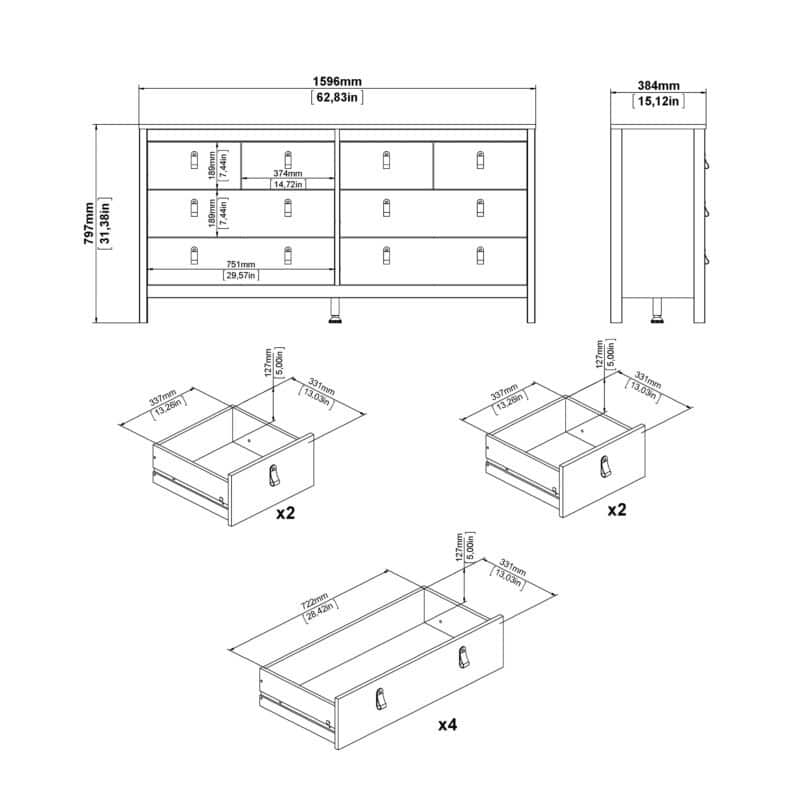 Furniture To Go Barcelona Double Dresser 8 Drawers Cashmere The Home and Office Stores