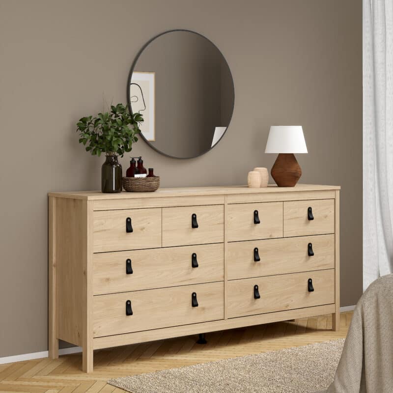 Furniture To Go Barcelona Double Dresser 8 Drawers Oak The Home and Office Stores