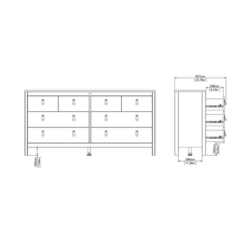Furniture To Go Barcelona Double Dresser 8 Drawers Oak The Home and Office Stores