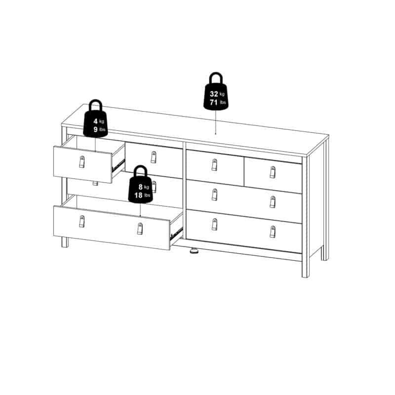 Furniture To Go Barcelona Double Dresser 8 Drawers Oak The Home and Office Stores
