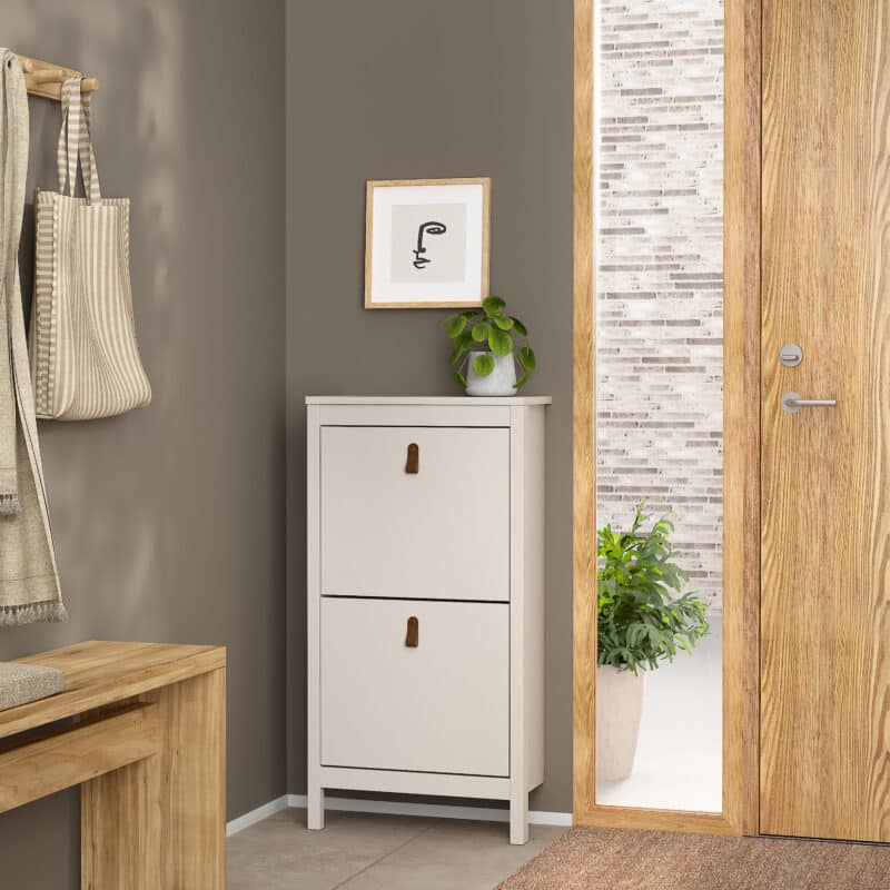 Furniture To Go Barcelona Shoe Cabinet 2 Flip Down Doors Cashmere The Home and Office Stores
