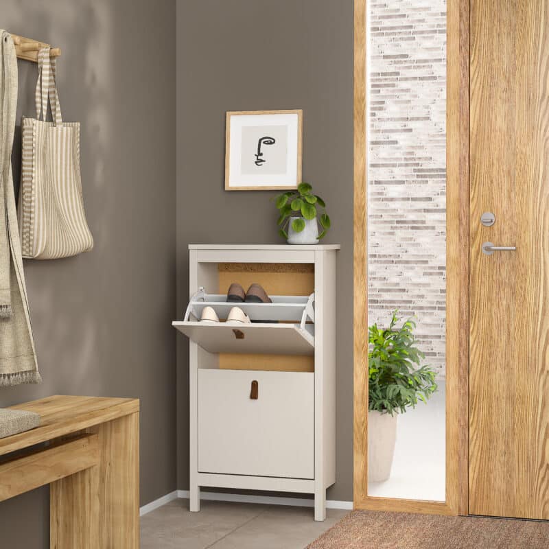 Furniture To Go Barcelona Shoe Cabinet 2 Flip Down Doors Cashmere The Home and Office Stores