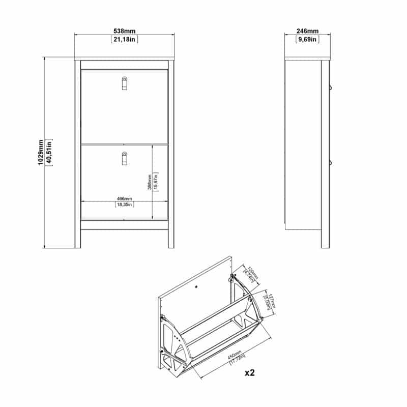 Furniture To Go Barcelona Shoe Cabinet 2 Flip Down Doors Cashmere The Home and Office Stores
