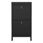 Furniture To Go Barcelona Shoe Cabinet 2 Flip Down Doors Matt Black The Home and Office Stores