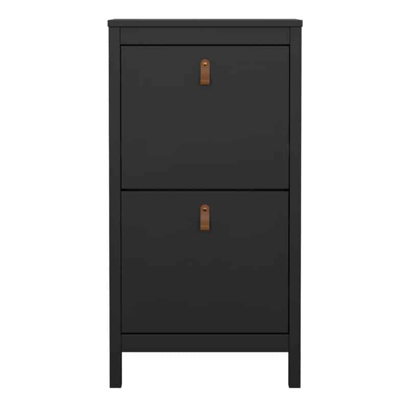 Furniture To Go Barcelona Shoe Cabinet 2 Flip Down Doors Matt Black The Home and Office Stores