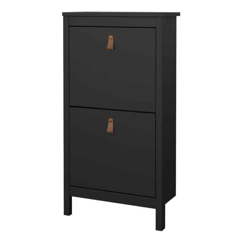 Furniture To Go Barcelona Shoe Cabinet 2 Flip Down Doors Matt Black The Home and Office Stores