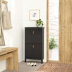 Furniture To Go Barcelona Shoe Cabinet 2 Flip Down Doors Matt Black The Home and Office Stores