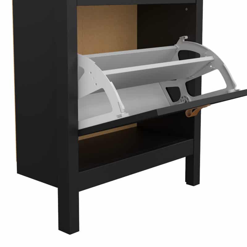 Furniture To Go Barcelona Shoe Cabinet 2 Flip Down Doors Matt Black The Home and Office Stores